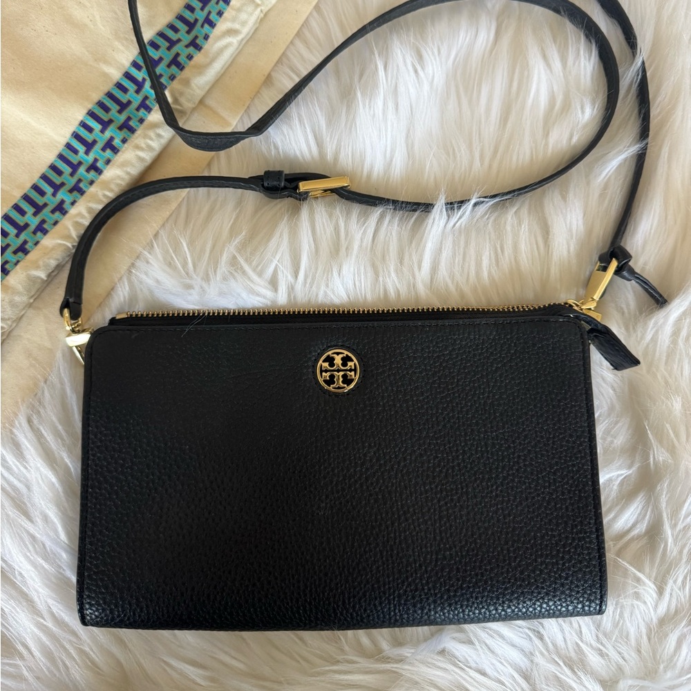 Tory Burch Black Pebbled Leather Crossbody